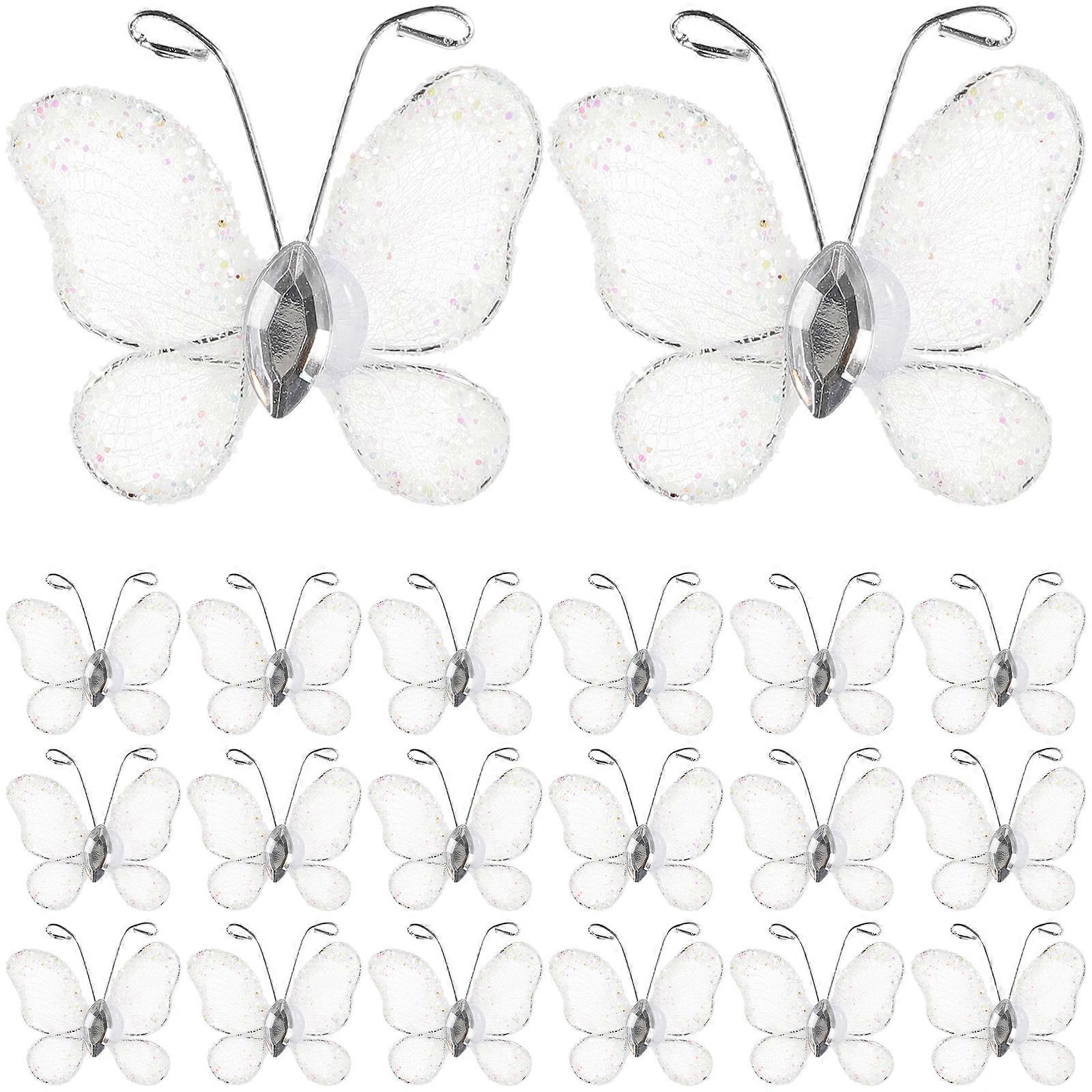 50pcs Sheer Mesh Wire Glitter with (White)