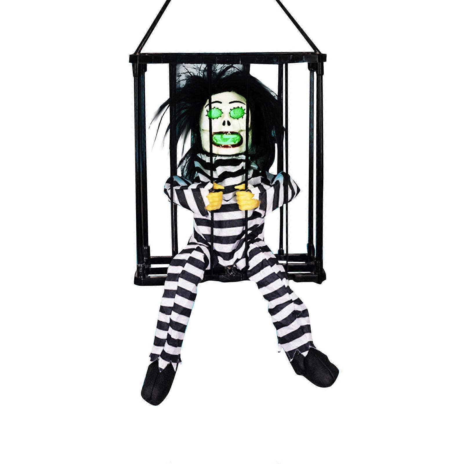 Animated Halloween Decoration Scary Ghost Hanging Decor Prop With Spooky Sound Activated Sensor