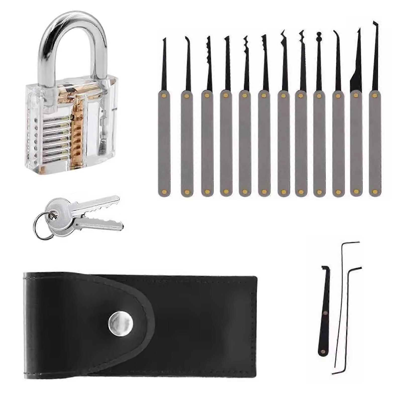 12 PCS Lock Pick Set Locksmith Pick Training Tools Broken Key Remover&Tension,Brand New