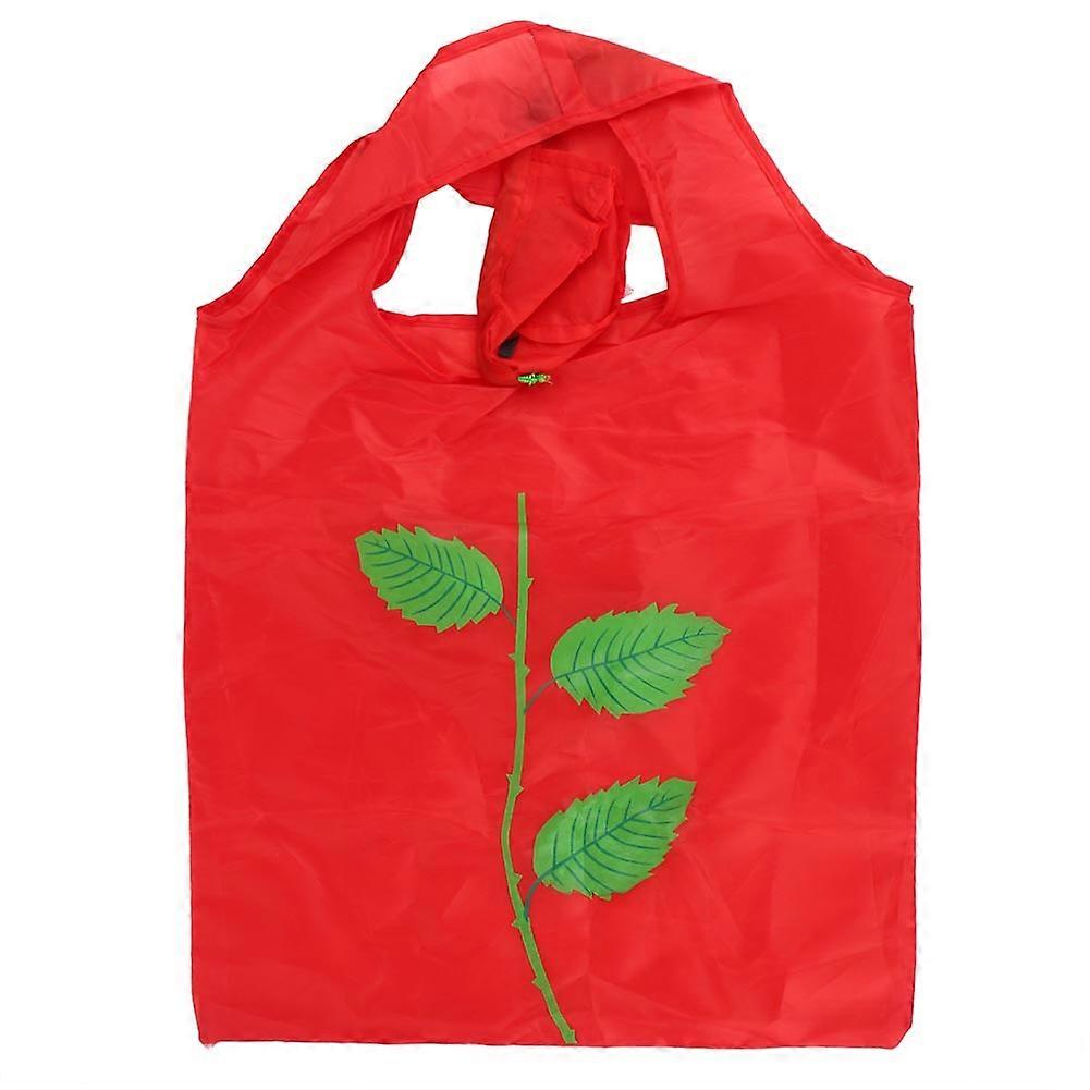 Lace And Gold Bud Rose Reusable Folding Polyester Shopping Bag Shopping Carrier(Red)