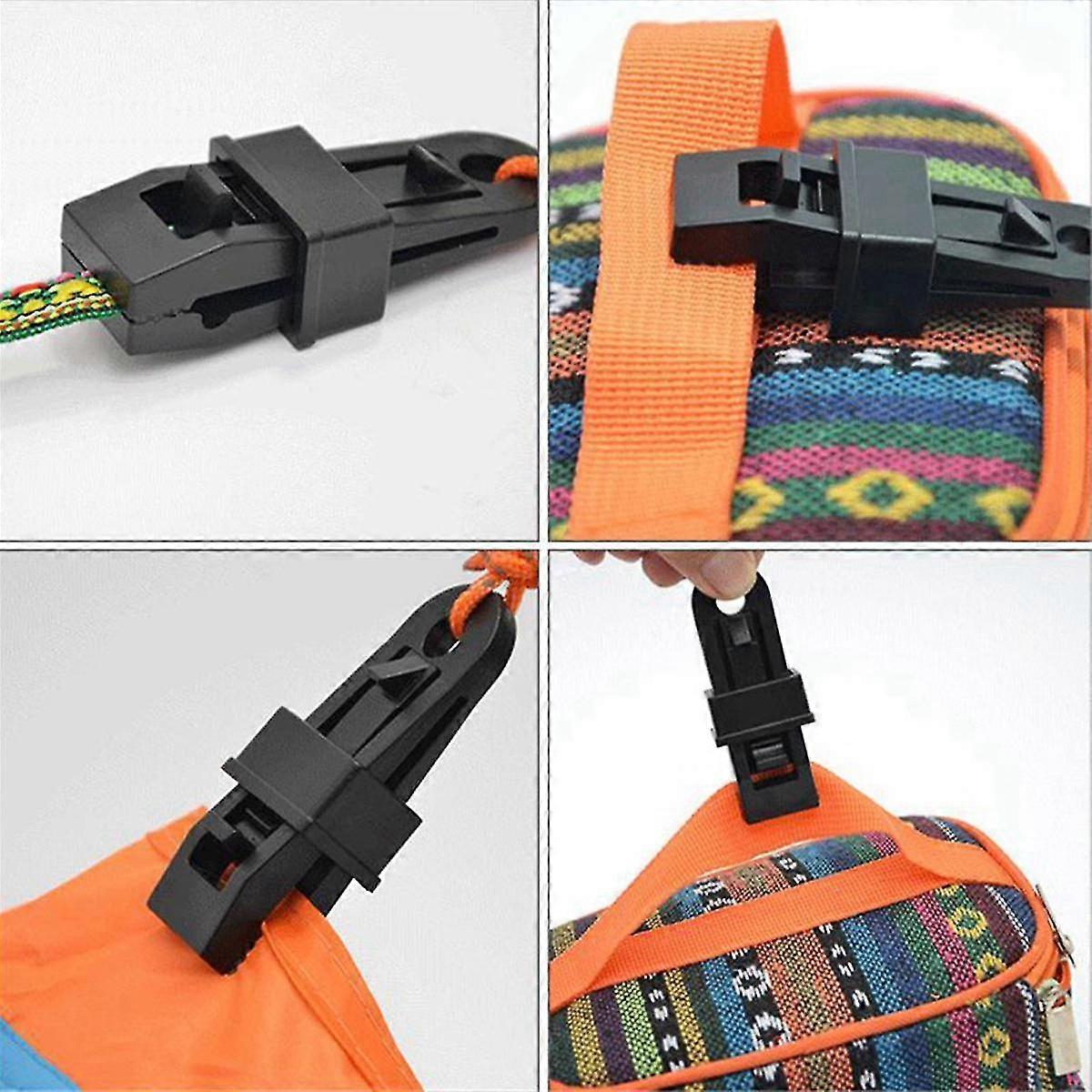 20PCS Push-Pull Tent Clips Tent Attachment Clips Outdoor Camping Tent Hooks Windproof Strap Barb Clips-Blue