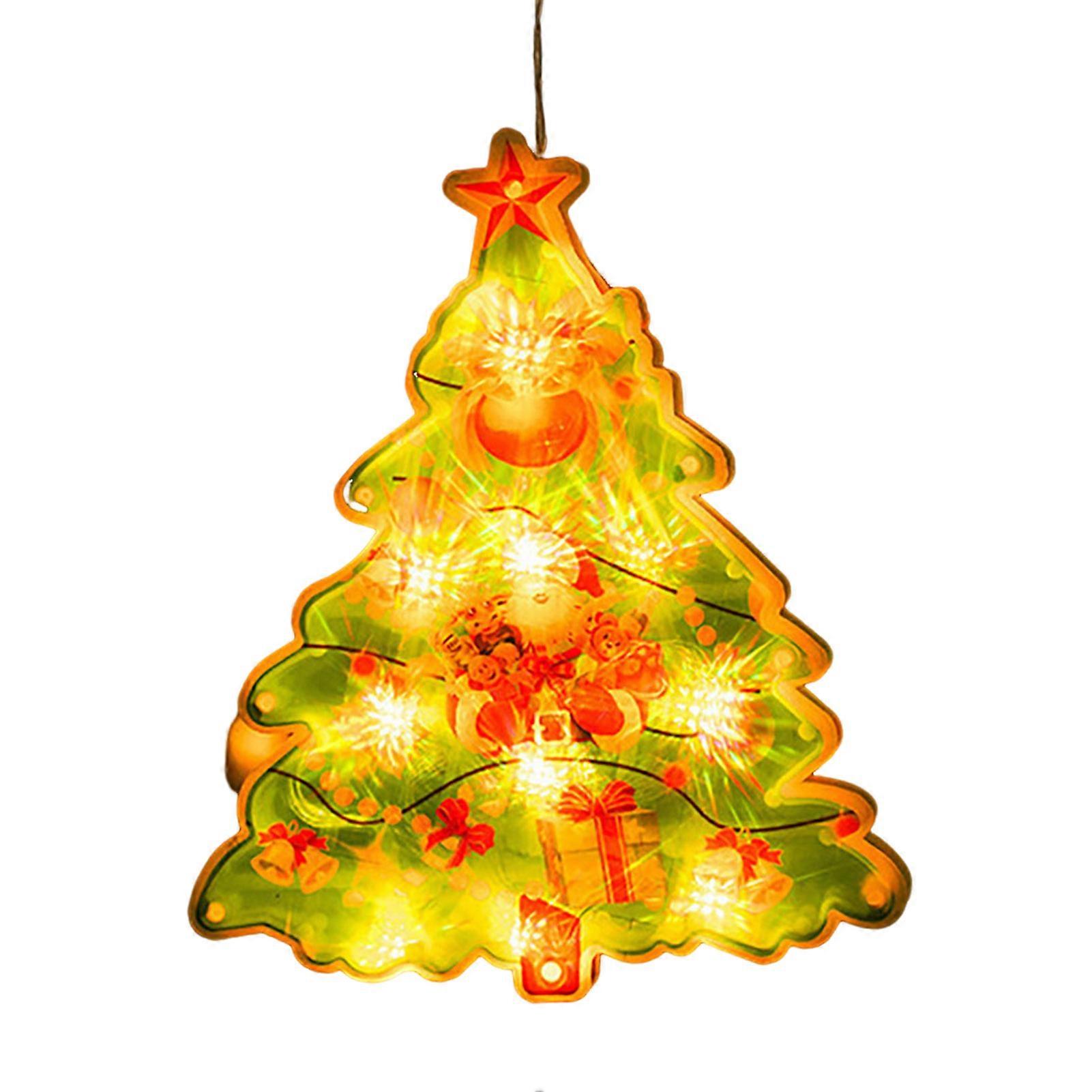 LED Christmas Sucker Lights Santa Claus Elk Star Window Hanging Light Seasonal Sign Battery Operated Suction Cup Lamp