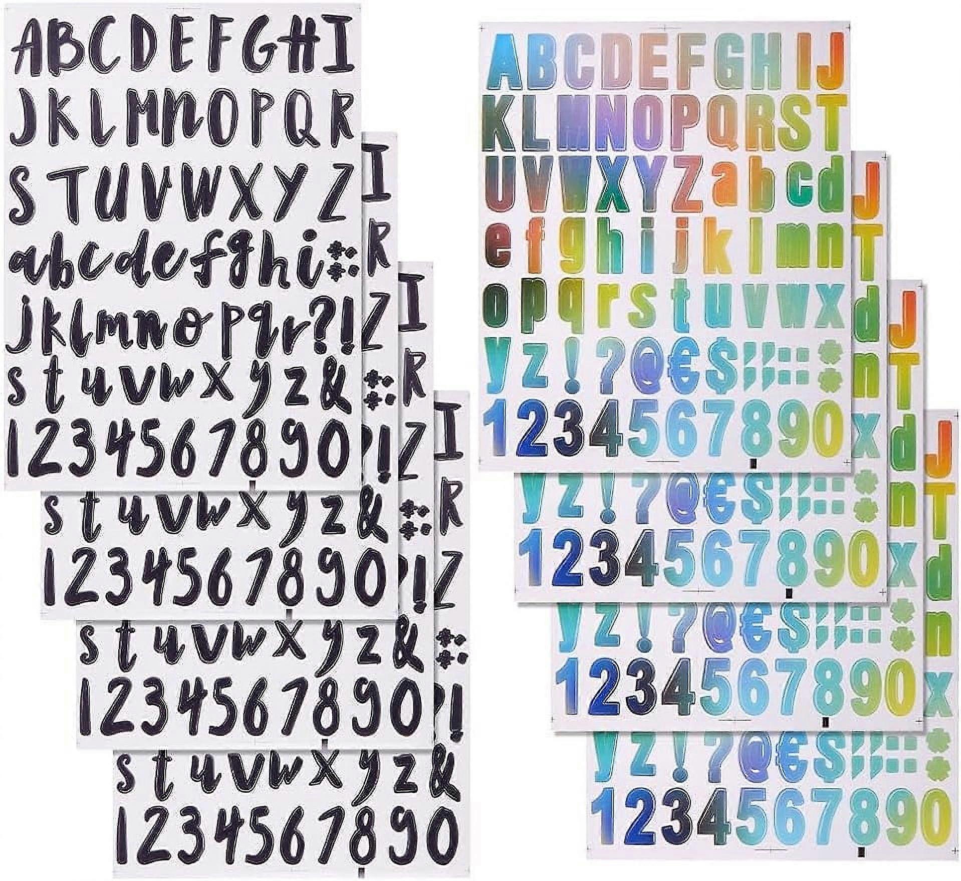 584Pcs 8 Sheets 2 Styles Self Adhesive Vinyl Letter Number Stickers Kit Mailbox Numbers Sticker Alphabet Number Punctuation Label Decals Address Sign