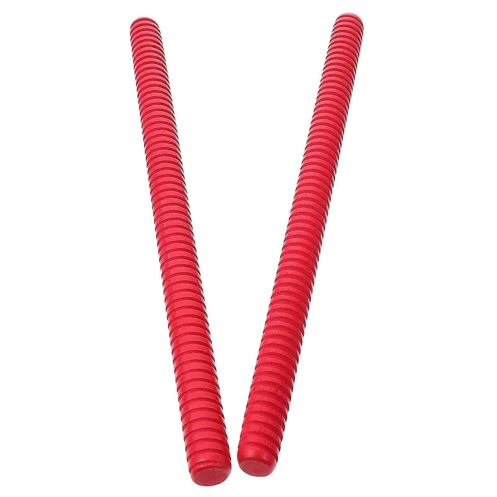 2Pcs Creative Lummi Sticks Wooden Musical Percussion Instruments for Kids (Red)