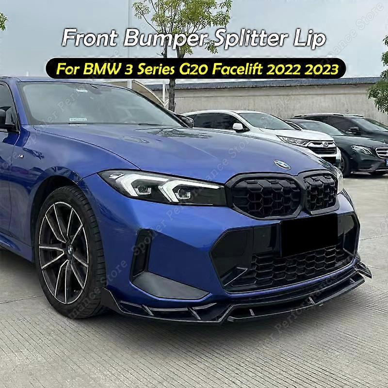 For BMW 3 Series G20 Facelift Gloss Black Front Bumper Splitter Lip Spoiler Diffuser Guard Body Kit 2022 2023