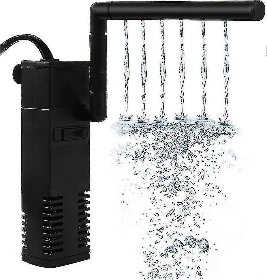 فلتر داخلي لحوض السمك، مضخة حوض السمك، معدل تدفق قابل للتعديل، فلتر حوض السمك مع 250 لتر / ساعة، فلتر حوض السمك لخزانات المياه العذبة والمياه المالحة، هادئ