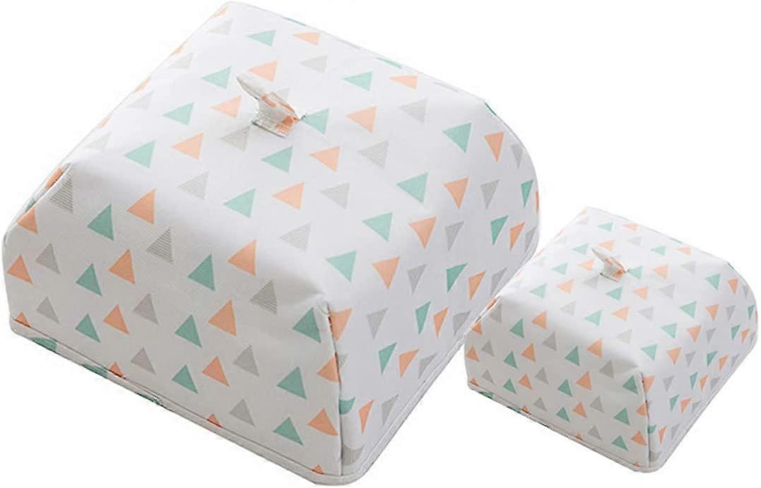 2 pcs Portable Foldable Dust Food Covers, Internal Coating Keeps Food Warm(white triangle)