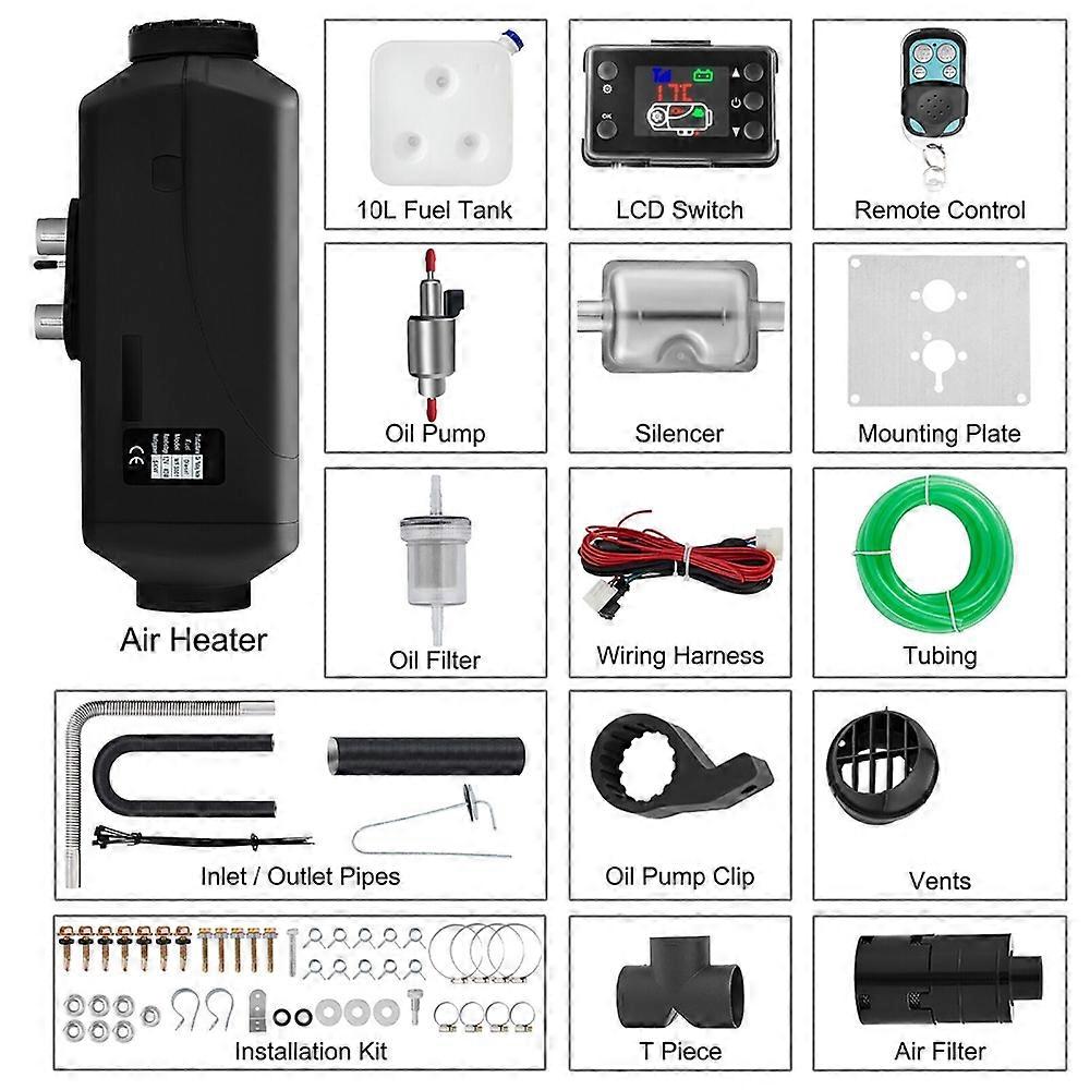 5KW Diesel Heater 12V 24V Car Parking Heater with LCD Display & Remote Control for Caravan SUV RV Warehouse Winter Warmer
