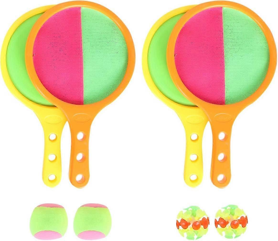 2 Sets Paddle Toss And Catch Ball Set Disc Paddles And Toss Ball Sports Interactive Game For Adults Kids(random Color)