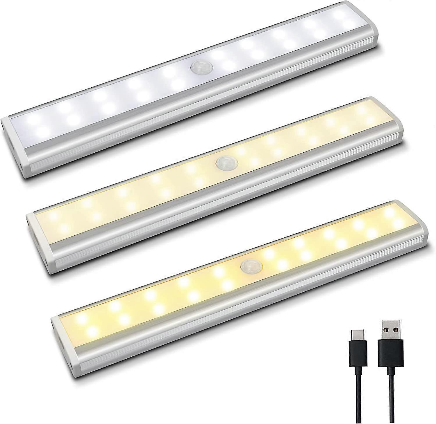 Wardrobe Lights 2 Colors in 1 40 LEDs USB Rechargeable Motion Sensor Light Under Cabinet Lighting Magnetic Wireless Stick-Anywhere Night Light for