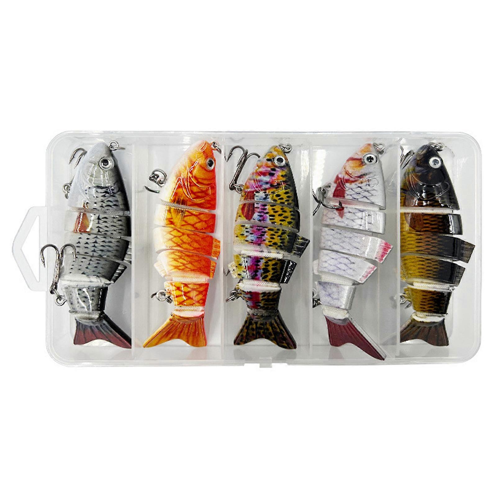 5Pcs 10CM/18G Multi-jointed Fishing Lure with Treble Hook 6-Sections Swimbait Realistic Bionic Artificial Bait Freshwater Saltwater Fishing Accessorie
