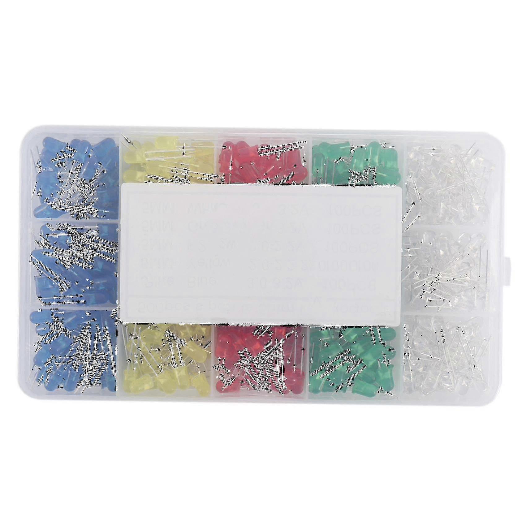 500pcs 5 Colors 5mm Led Emitting Diode Round Assorted