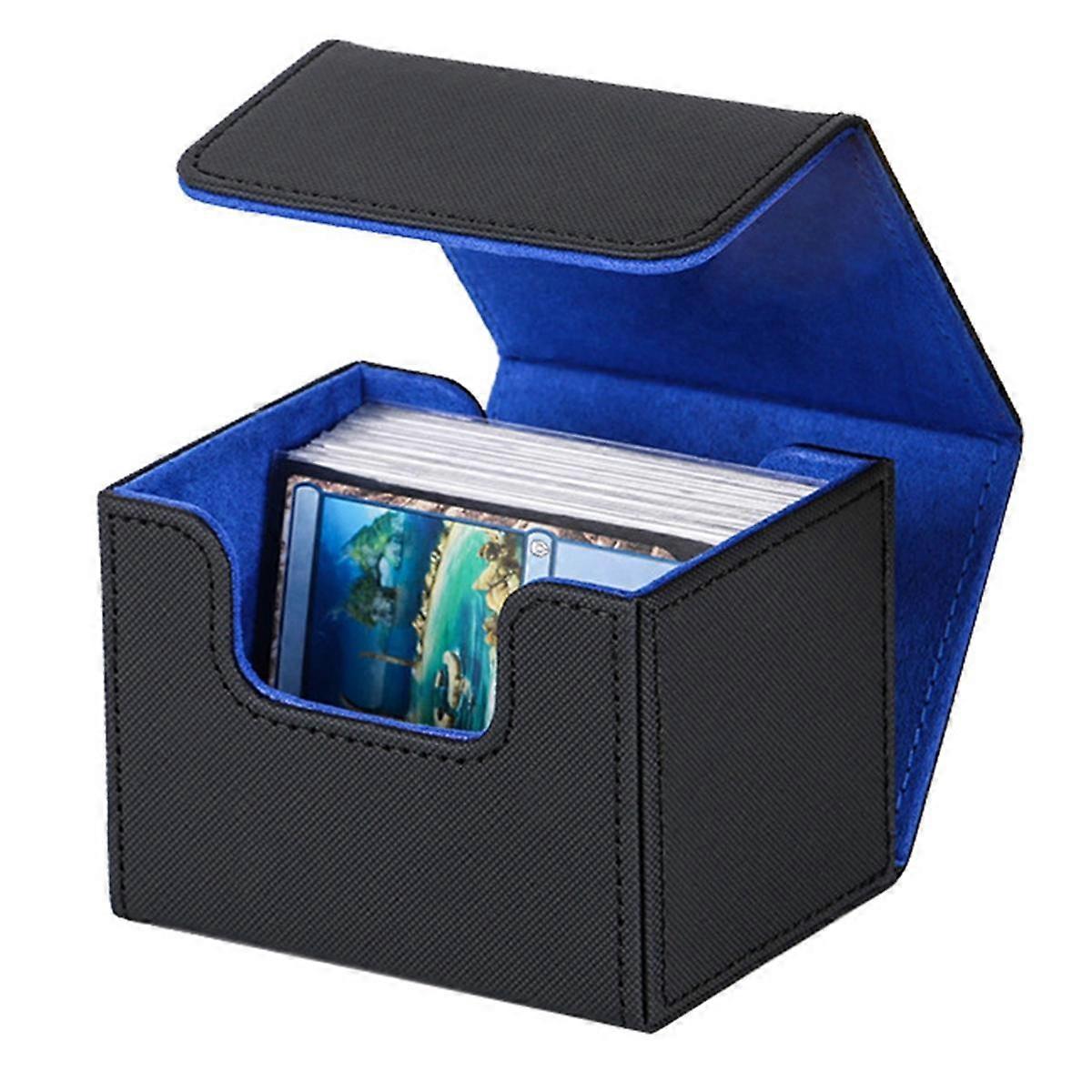 100+ Trading Card Deck Box Gathering Card Toy W/ Magnetic Closure Game Cards Storage Game Card Case Protector Black&Blue