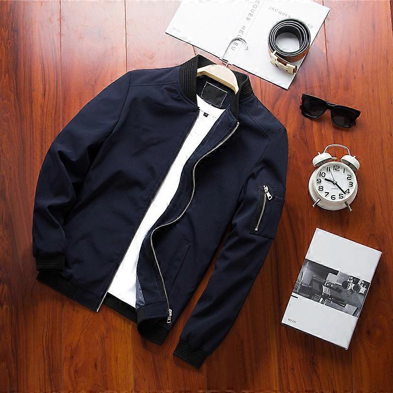 Men Slim Fit Softshell Zipper Down Baseball Flight Bomber Coat for Spring