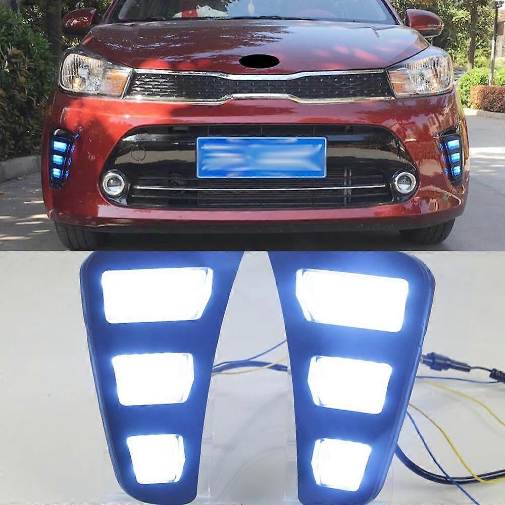 CSCSNL 1 Pair Car DRL For KIA PEGAS 2018 2019 LED Daytime Running Lights Daylight Fog Lamp cover Signal Lamp