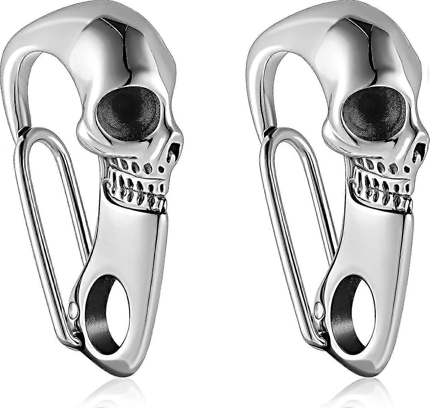 2 stk metallskalle nøkkelring karabinkrok i rustfritt stål nøkkelring nøkkellås for menn Beste gave