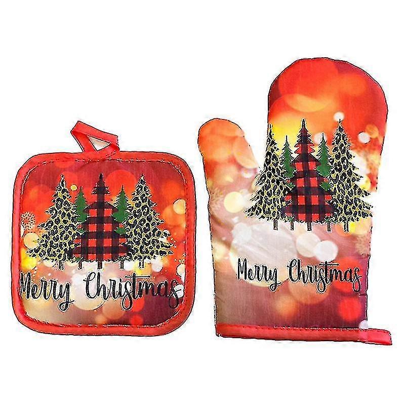 Christmas Oven Mitts And Pot Holders Sets For Kitchen For Cooking Baking Gift(g, Style)