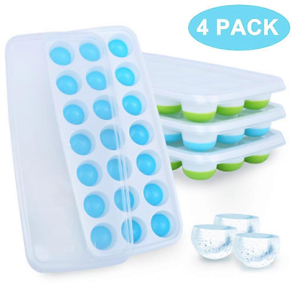Ice Cube Trays, 4 Pack Silicone Ice Tray With Lid, Easy-release