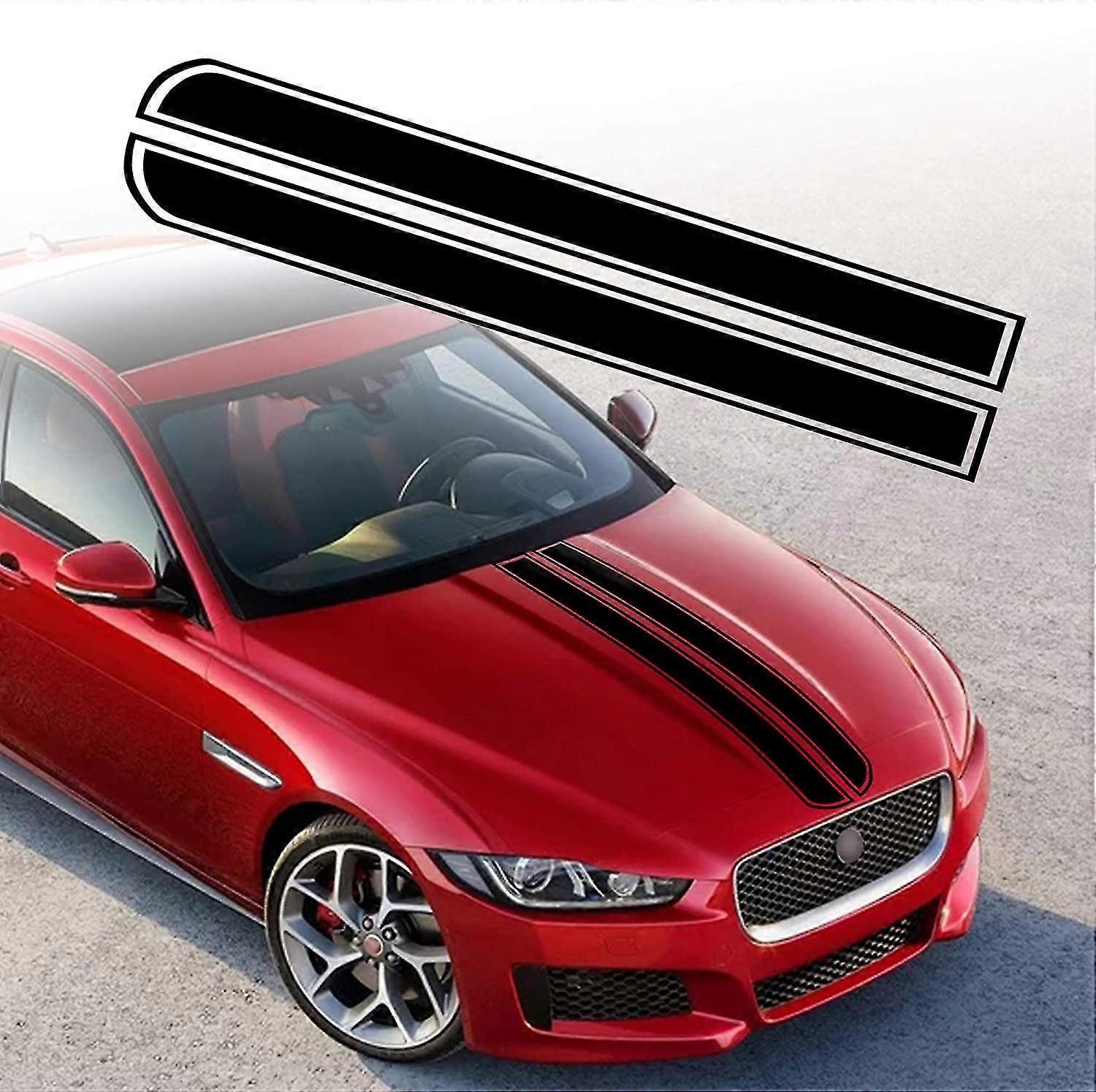 50.8"x 9.5" Car Hood Stripe Sticker Auto Racing Body Side Stripe Decal Skirt Roof Hood Bumper Stripe Decal Vinyl Modified Stripe Decal (black)