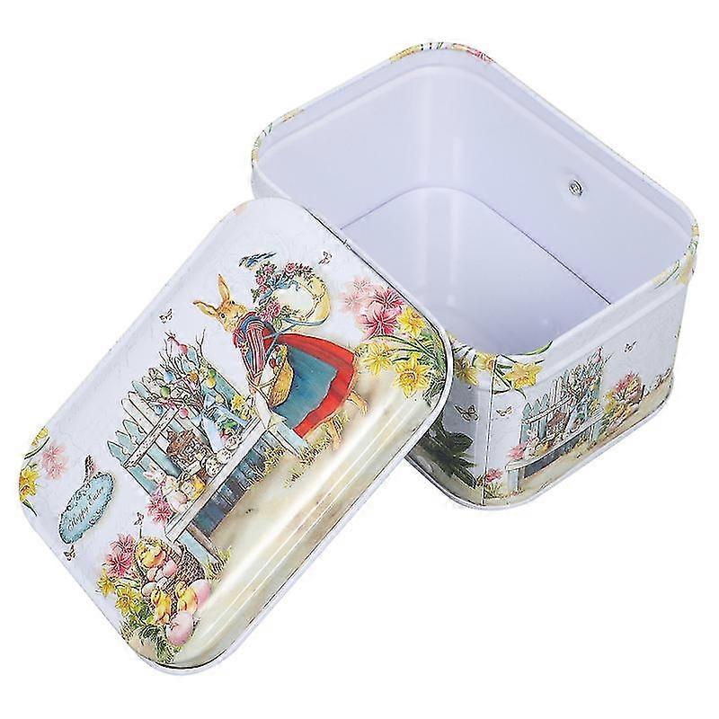 1pc Easter Candy Box Cookie Storage Box Easter Gift Packing Box Tinplate Box