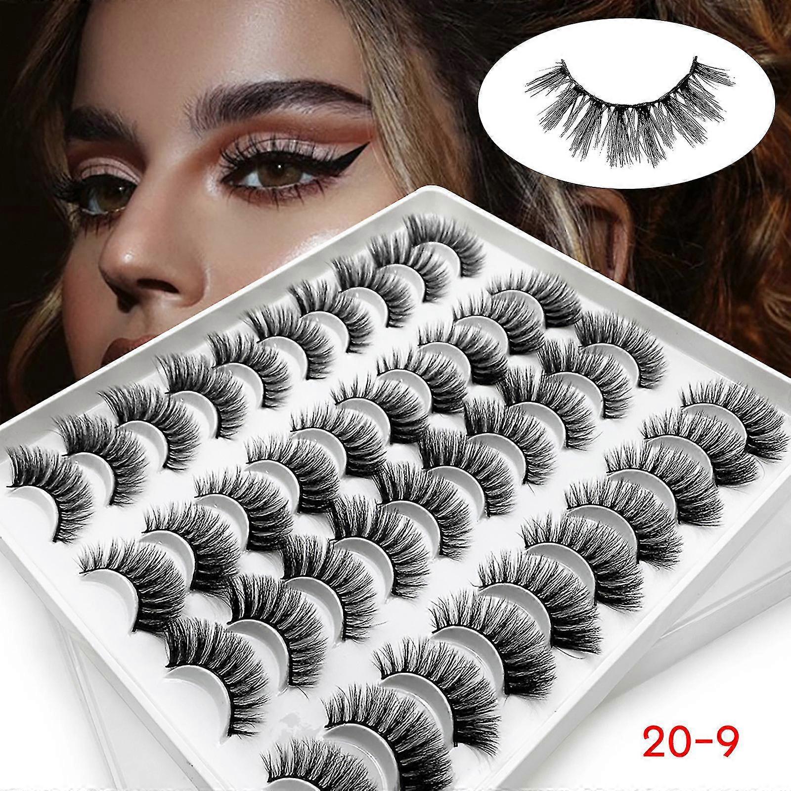 20 زوج 3d العين كاذبة جلدة Wispy عبر تمديد الرموش تعيين الرموش كاذبة الرموش سميكة