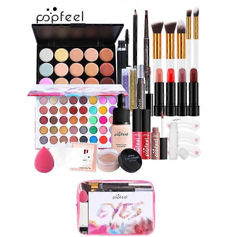 POPFEEL 8-56Pc Full Makeup Set Include Eye Shadow Palette Blusher Concealer
