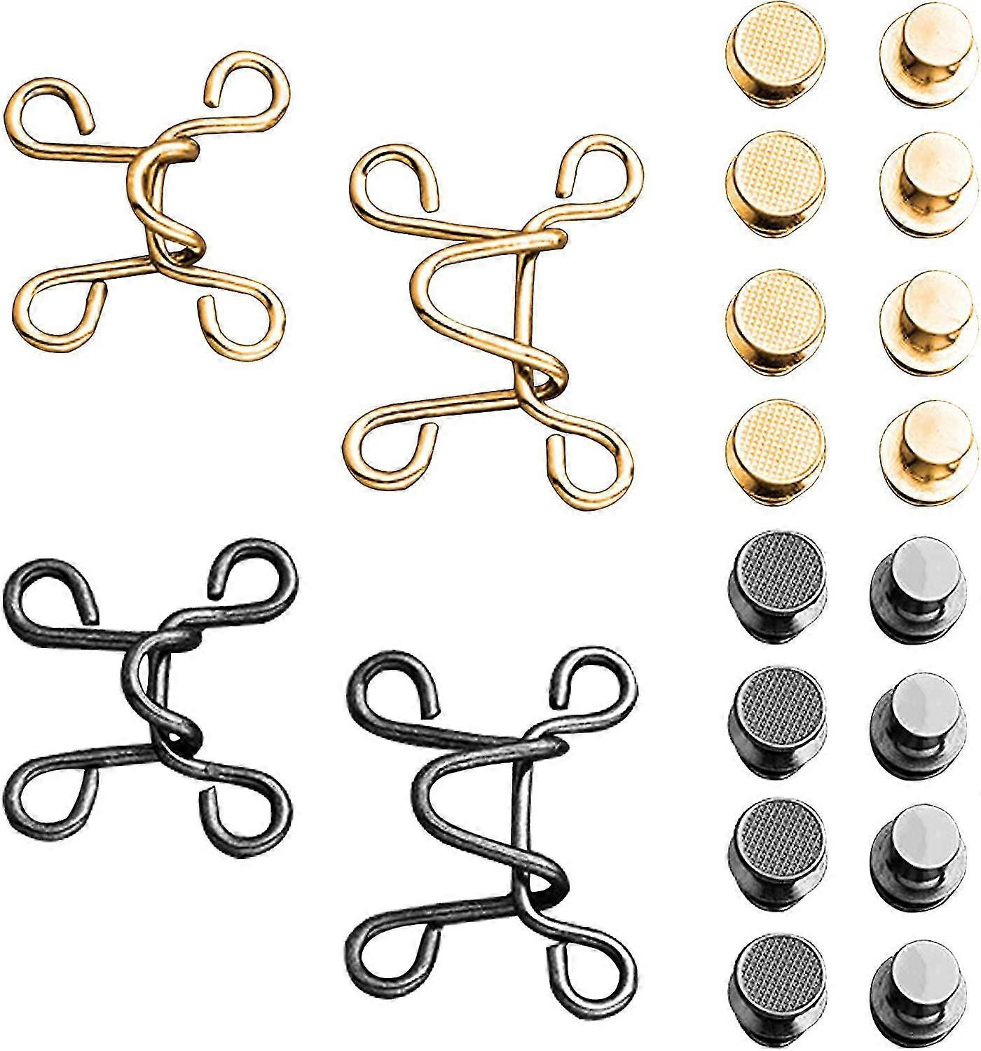 4setsadjustablenail Freewaistbuckles,adjustablewaistbuckleextenderjeansextender,pantsadjustablejeanbutton(2sizes,gold&black)