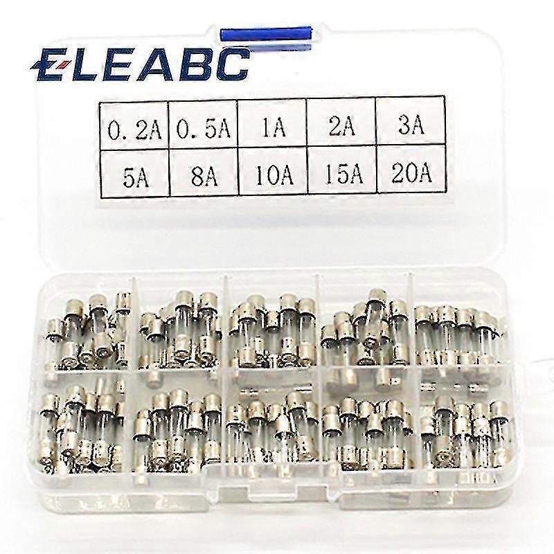 Promotion! 100pcs Set 5x20mm Quick Blow Glass Tube Fuse Assorted Kits Fast-blow Glass Fuses