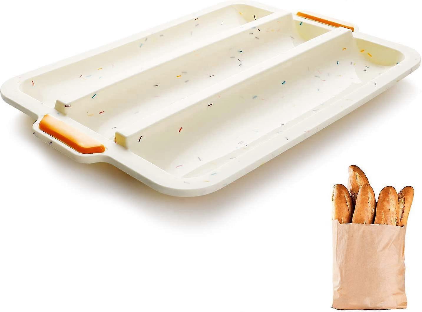 Silicone Baking Mold With Metal Reinforcement Frame - Baguette Mold With Non-stick Coating For 3 Baguettes 34.5x24.5 Cm Baguette Baking Tray Bread Bak