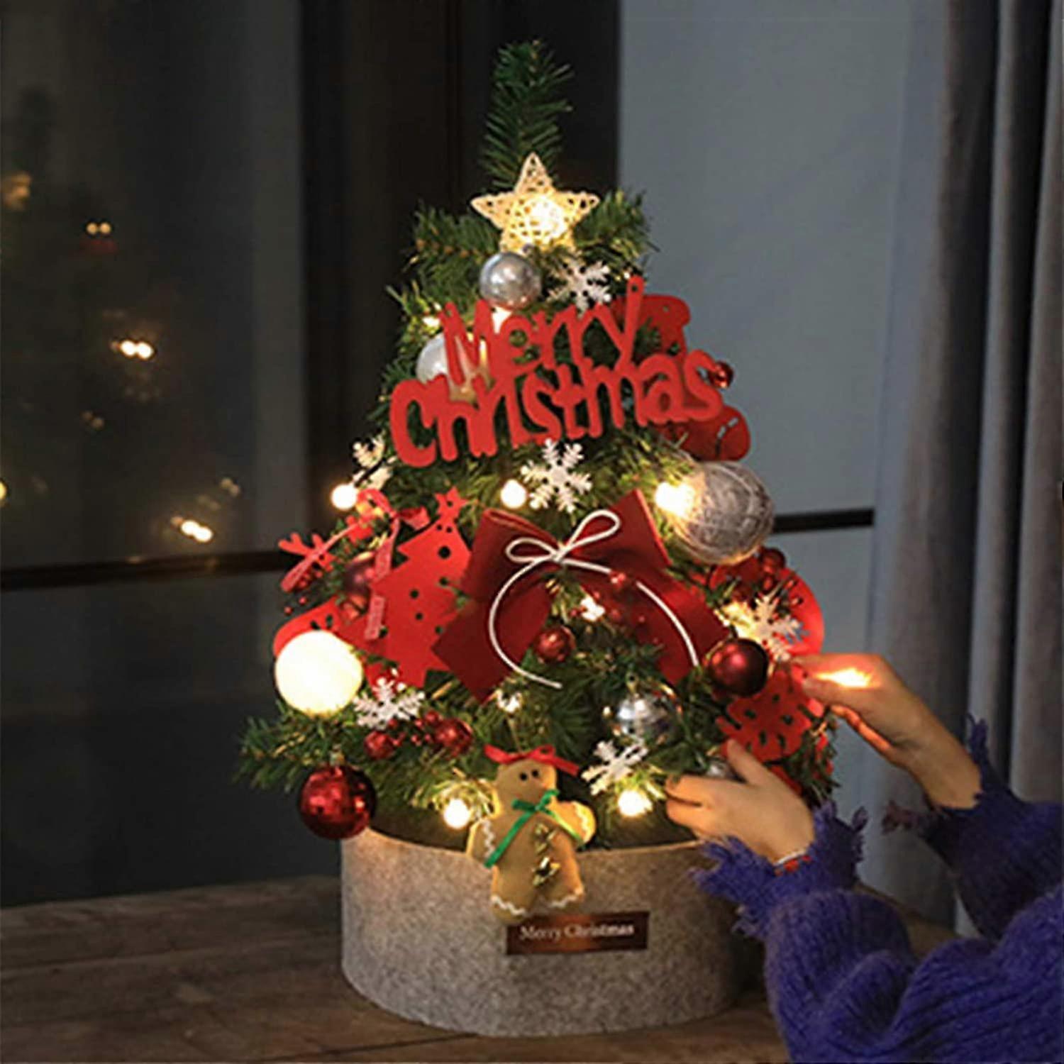 Decoration Tree,artificial Led Tabletop Christmas Tree Ornaments With Base,light Up Christmas Tree For Home Decoration