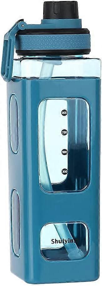 Garrafa de água de plástico com palha, garrafa de água plástica de 700/900ml, copo de água simples e portátil