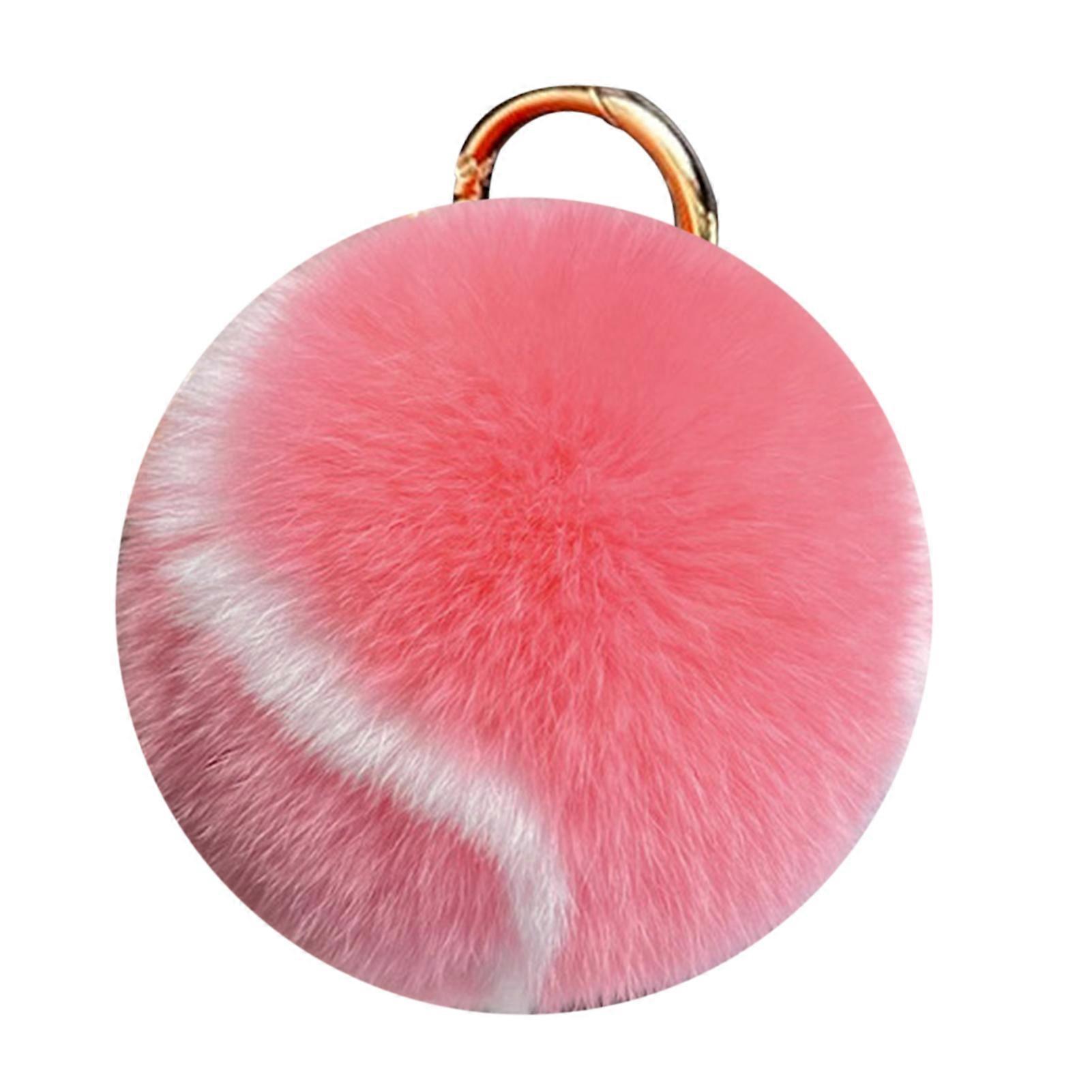 Tennis Ball Plush Keychain Real Rex Rabbit Fur Pendant Novelty Sports Fans Gift Durable Soft Compact Multi-Functional Decoration for Backpack Keys Wal