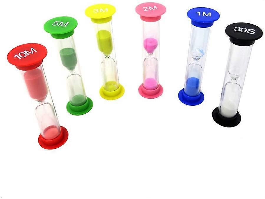 Hourglass 6Pcs Sand Timer Colorful Plastic Sandglass Hourglass Sand Clock Timer for Kid Time Management Games and high Intensity Interval Training 30