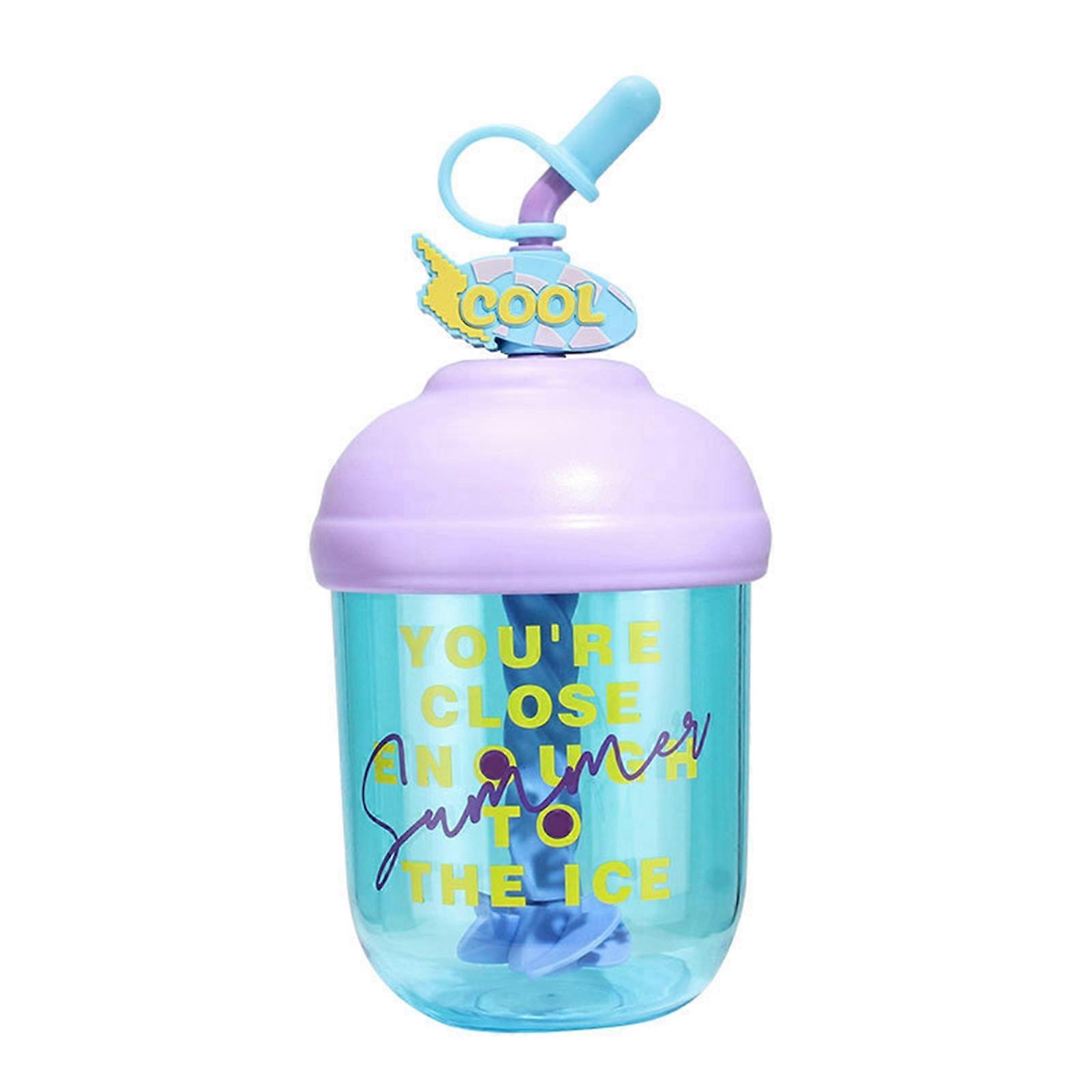 600ML Straw Cup Large Capacity Portable Letter Print Juice Beverage Cup with Straw Home Supply KAESI