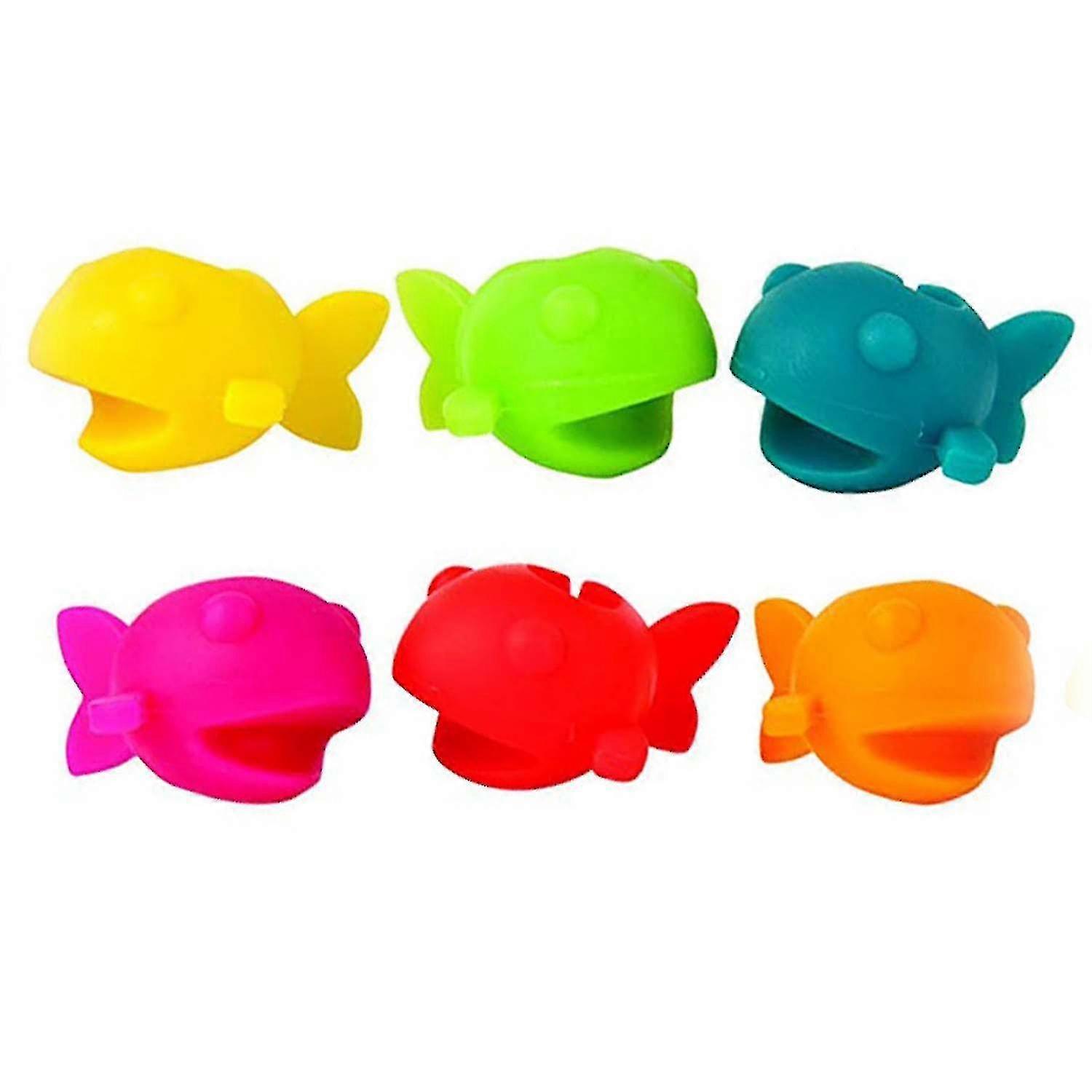 Silicone Wine Charms Glass Markers Set Of 6 That Work On Stemless Glasses Color