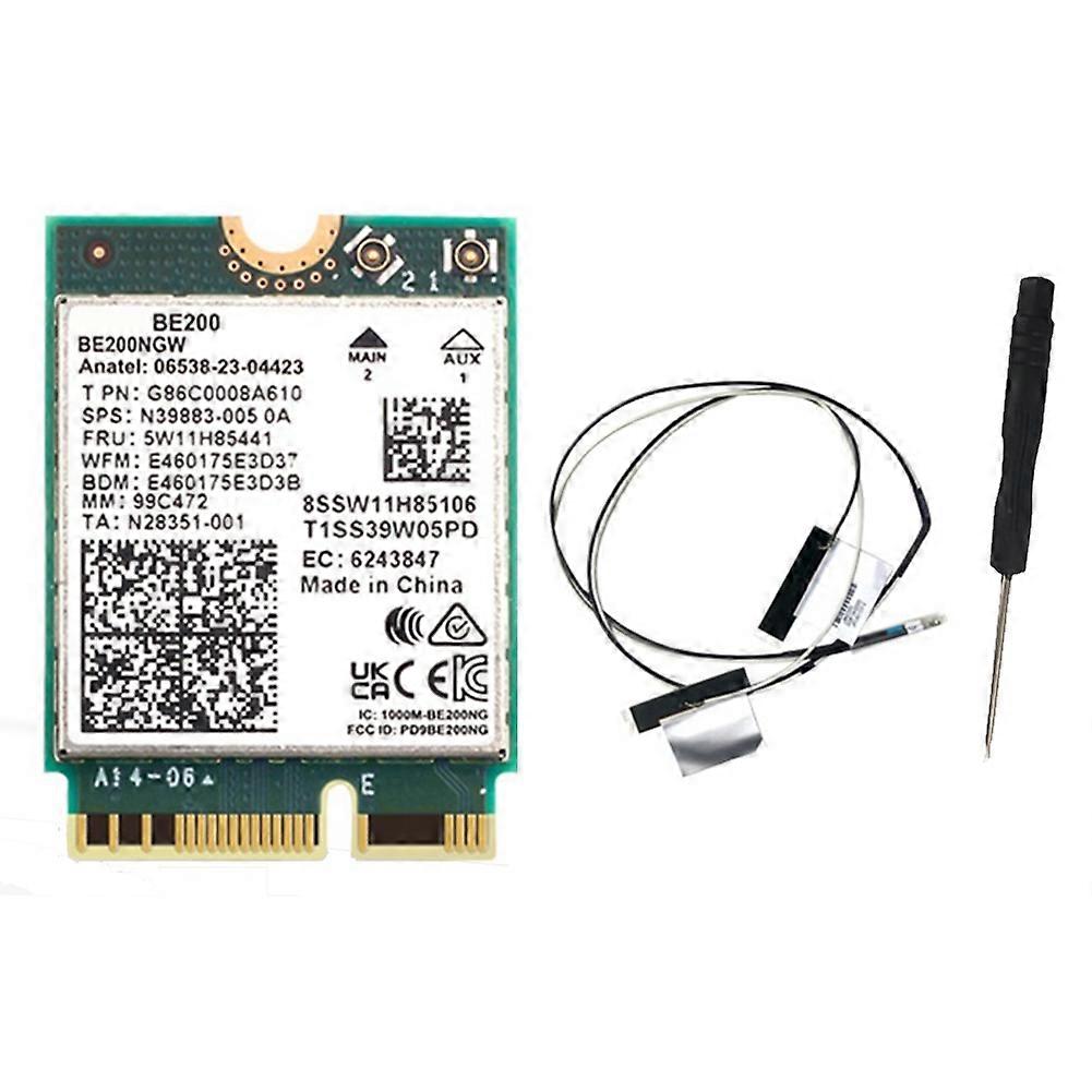 WIFI 7 BE200 BE200NGW WiFi Card+2PCS Antenna BT 5.4 802.11AX Tri-Band M.2 NGFF Wireless Network Ada