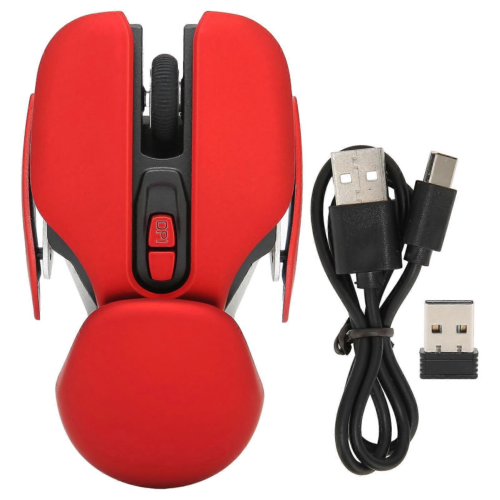 Ergonomic Wireless Mouse Inbuilt Battery Adjustable DPI Electroplating Process Integrated Design Gaming MouseRed