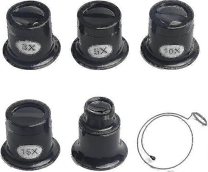5 peças relojoeiros lupa 3x-20x joias lupa com lupa