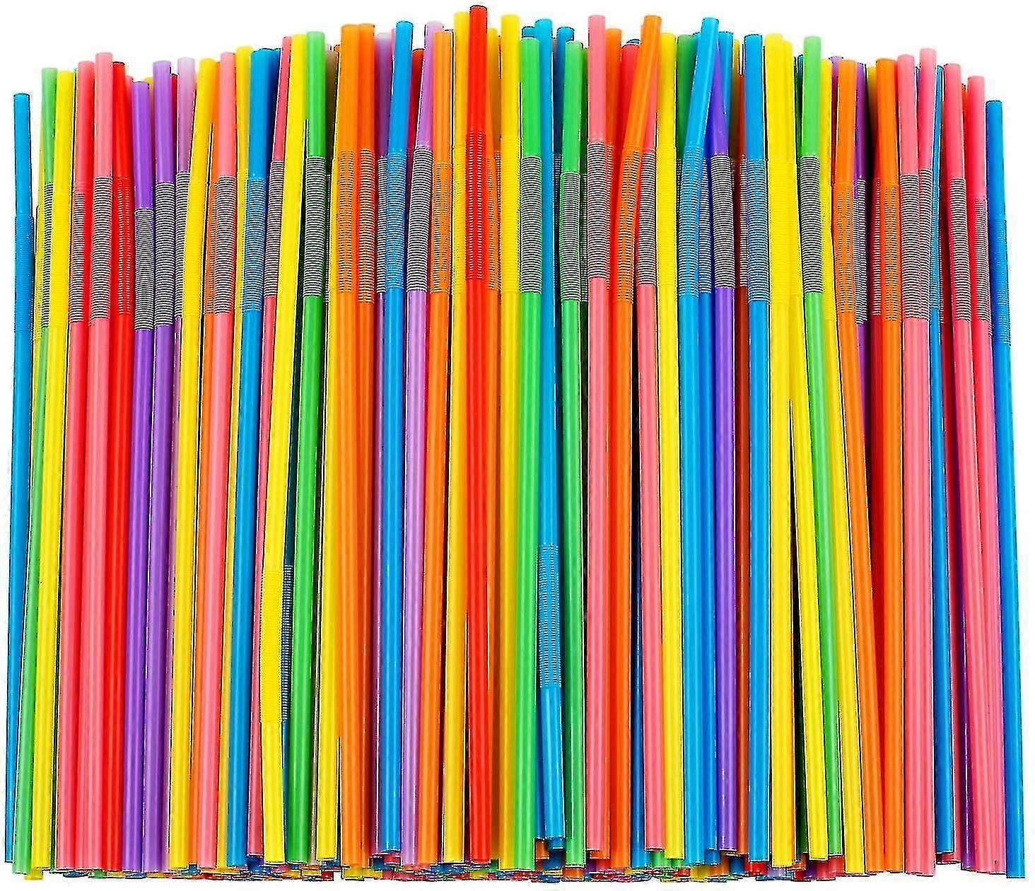 500 Pcs Colorful Flexible Plastic Straws, Bpa-free Disposable Bendy Straws Y