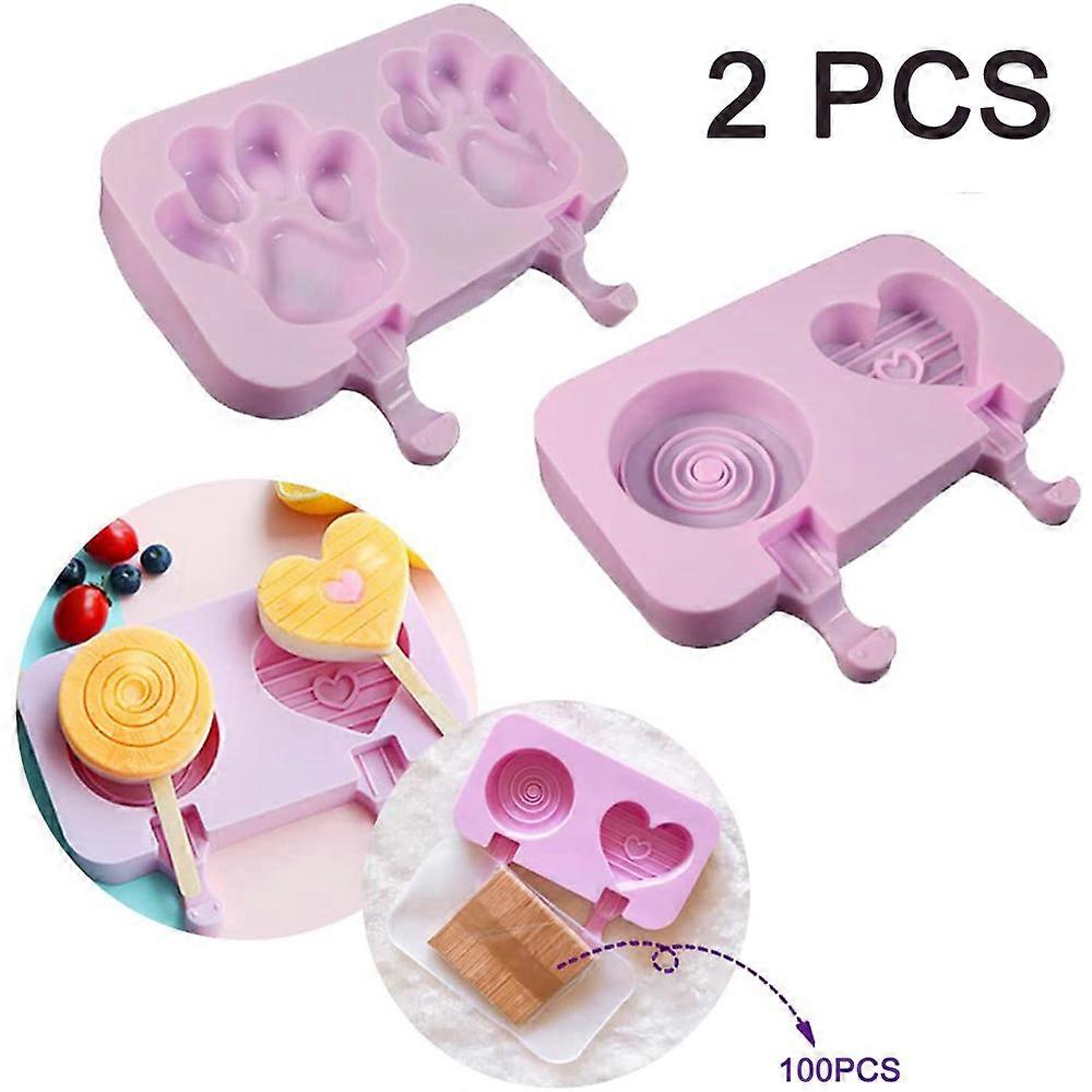 2pcs Ice Molds Ice Popsicle Molds Ice Cream Molds Silicone Ice Molds