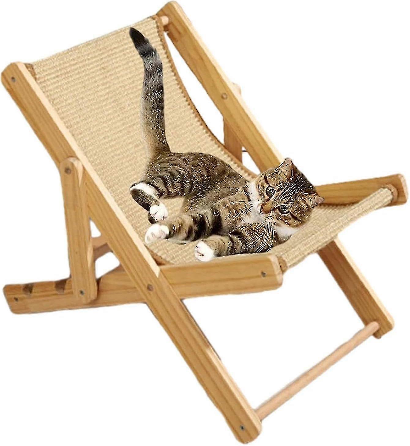 Cat Sisal Chair, Pet Cats Hammock,cat Furniture Of Mini Beach Chair,elevated Cat Bed With Durable Sisal Scratcher, Adjustable