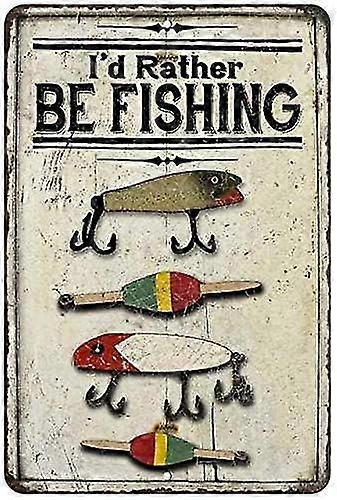 Prefiro Pescar Vintage Look Chic 8x12 Polegadas OU 12x16 Polegadas Modo Metal de Alto Brilho 5379