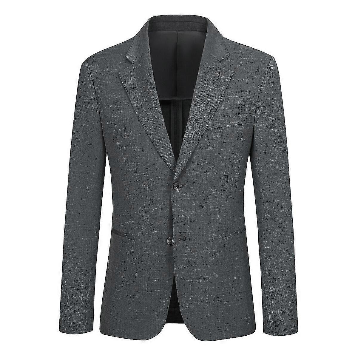 VAWAN Plain Men's Jacket with 2 Buttons Formal Suit Jacket Business Slim Fit Blazer for Men