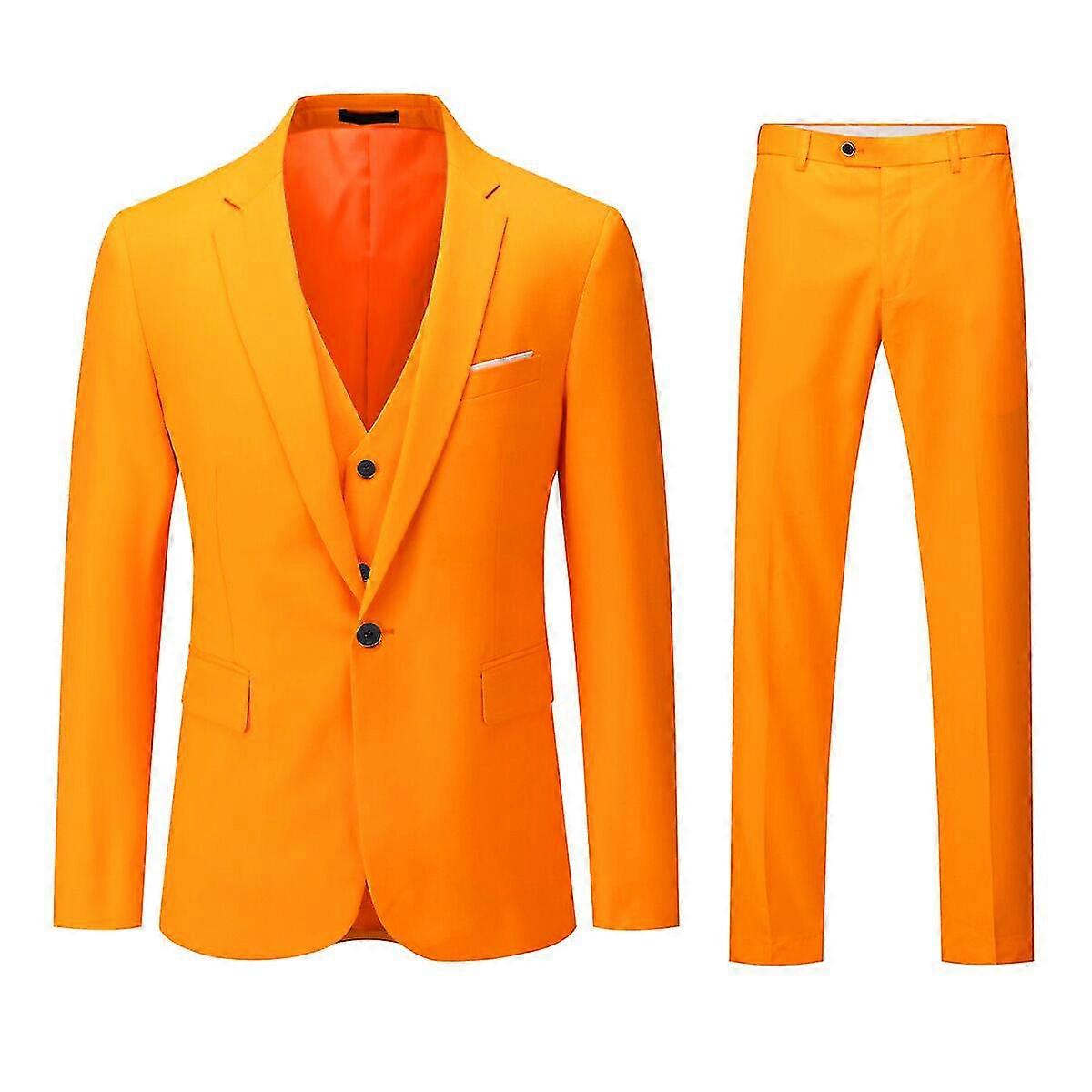 VAWAN Men's Classic Slim Suit 3-Piece One Button Elegant Suit for Wedding, Business Meeting