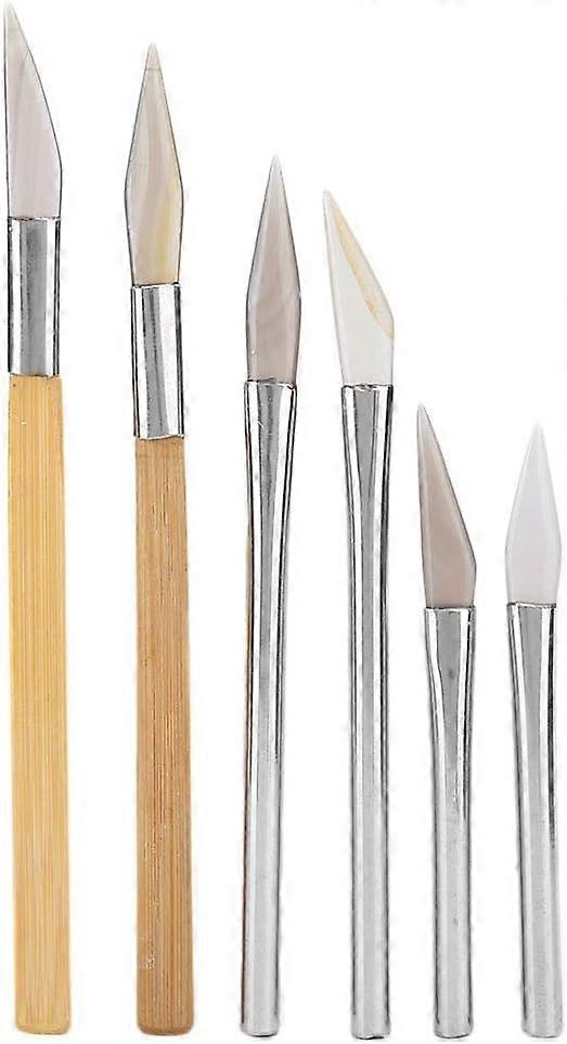 Agate Burnisher Set, Polishing and Carving Tools with Bamboo and Iron Handles for Precious Metals