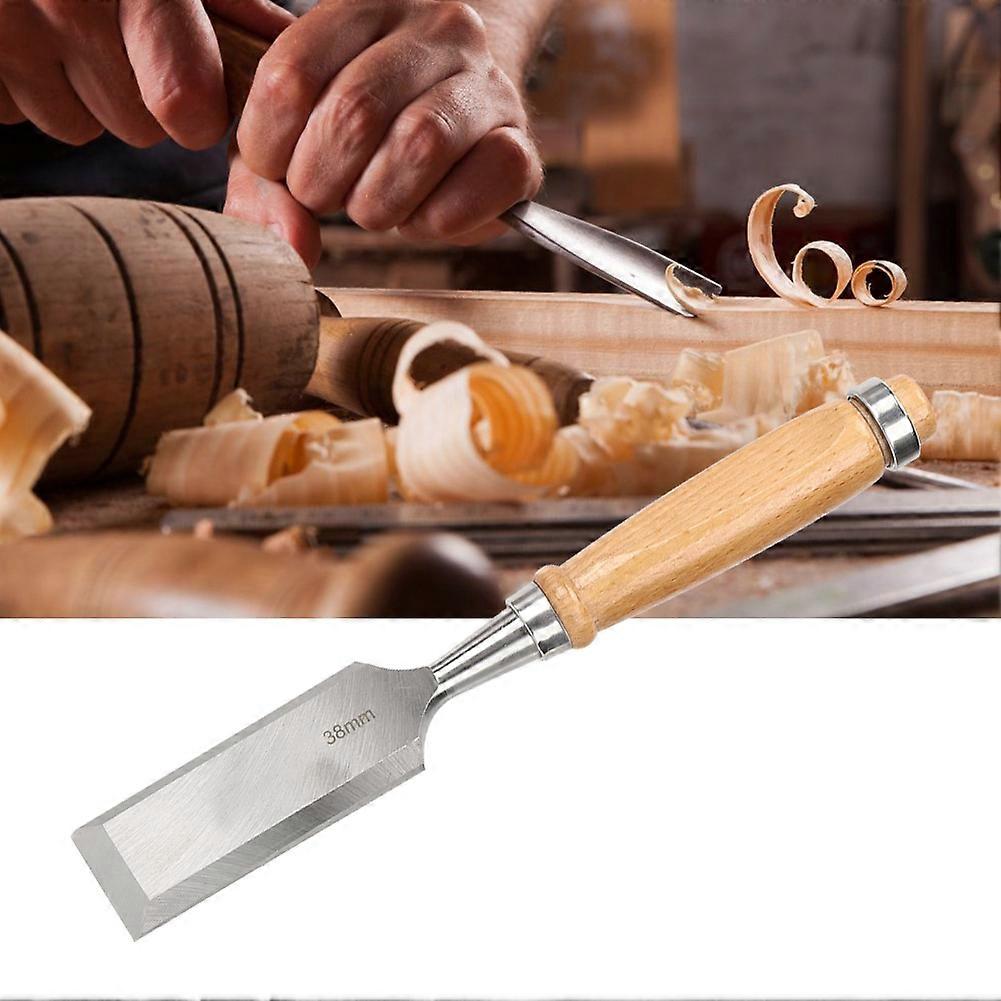 38mm Woodworking Flat Chisel with Wooden Handle - Industrial Accessory for Hardware Tools (Cr V)