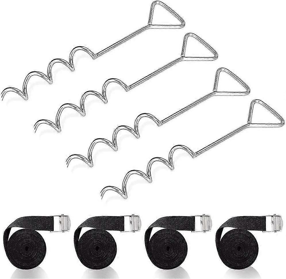 Trampoline Anchor Set, Heavy Duty Trampoline Anchor Kit, Ground Anchor Kit With 4 Hooks And Straps