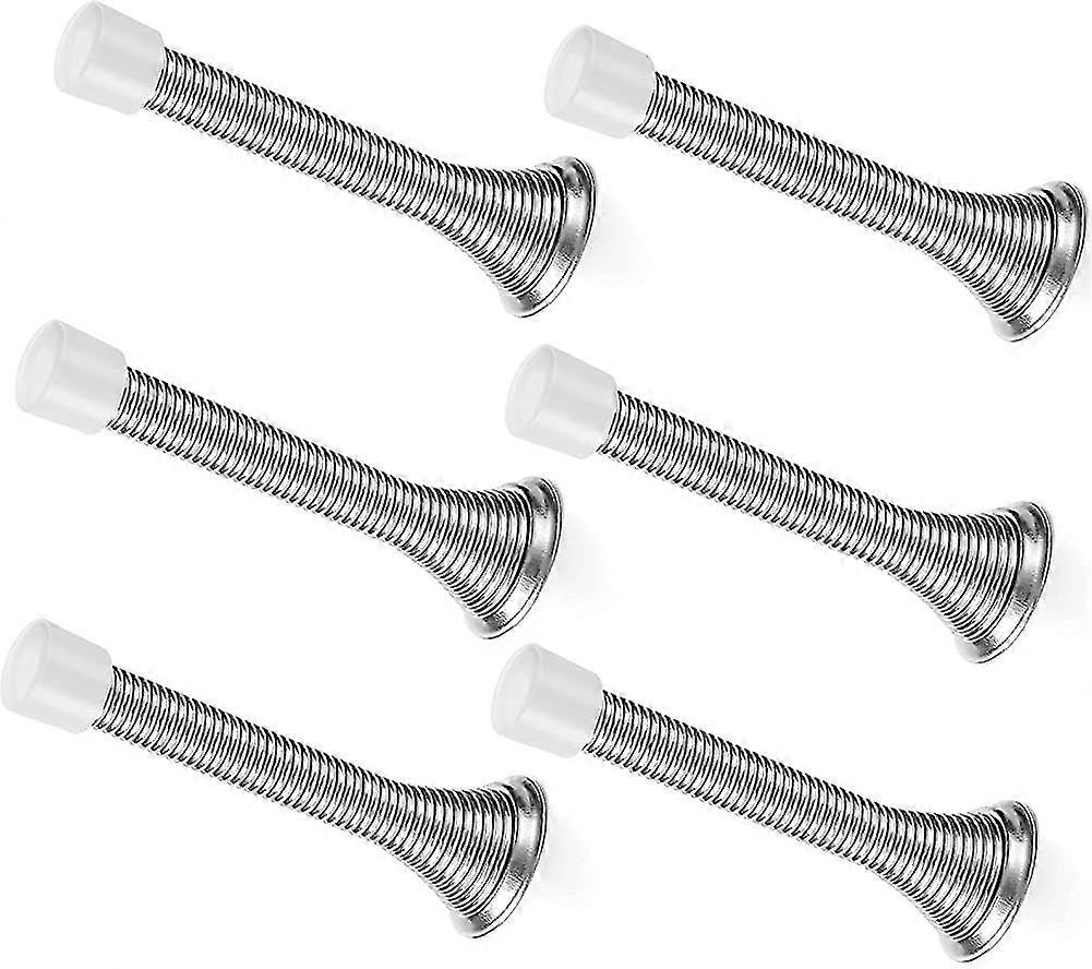 6 Pack Sliver Spring Deur Stopper Muurbeschermer, 3-1/4 "Heavy Duty Flexibele Deurstop, St