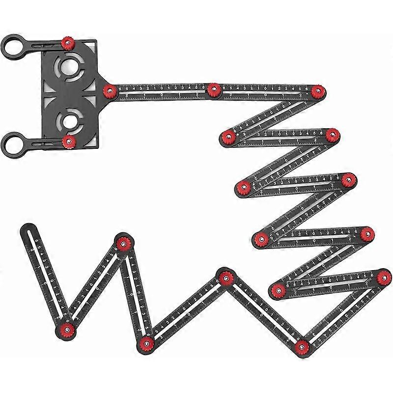 16-Sided Multi-Angle Measuring Ruler with Aperture Locator, 16 Ceramic Bending Angles, Aluminum Alloy Angle Measuring Tool for Craftsmen, DIY, Carpent