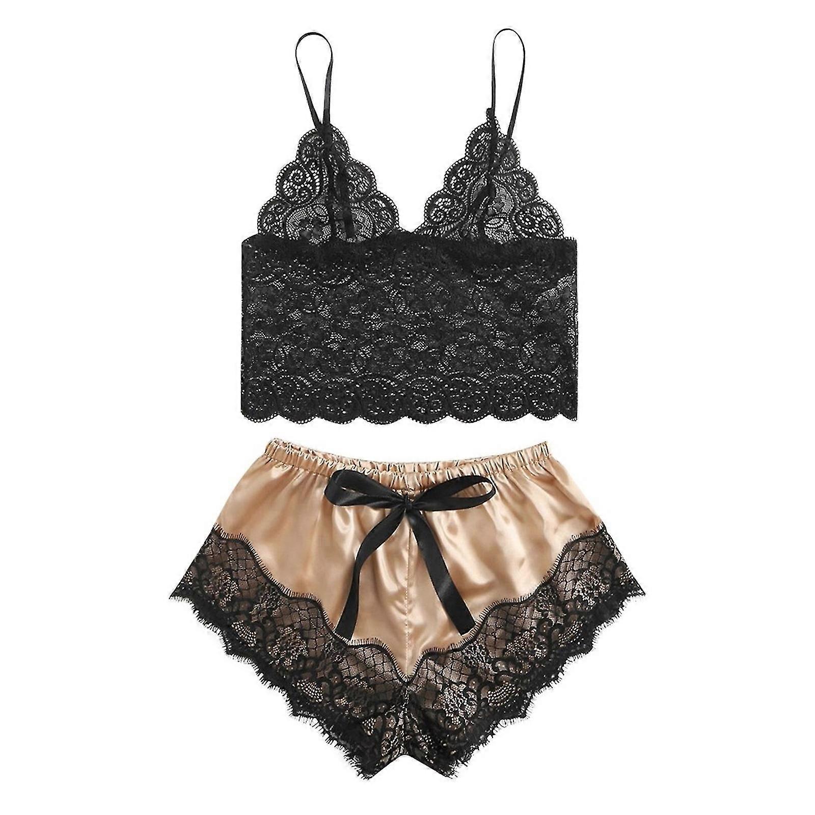 جديد مثير الدانتيل الملابس الداخلية الحرير الملابس الداخلية ملابس النوم بيجامة الساتان